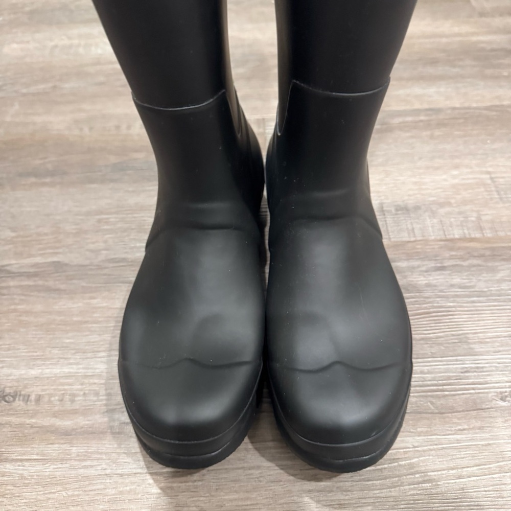 Hunter X Club Bum Boot Original Tall Black Rose Floral Logo Back Rain Boots - Picture 5 of 12